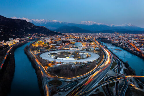 aerial view of the European Light Source in Grenoble 