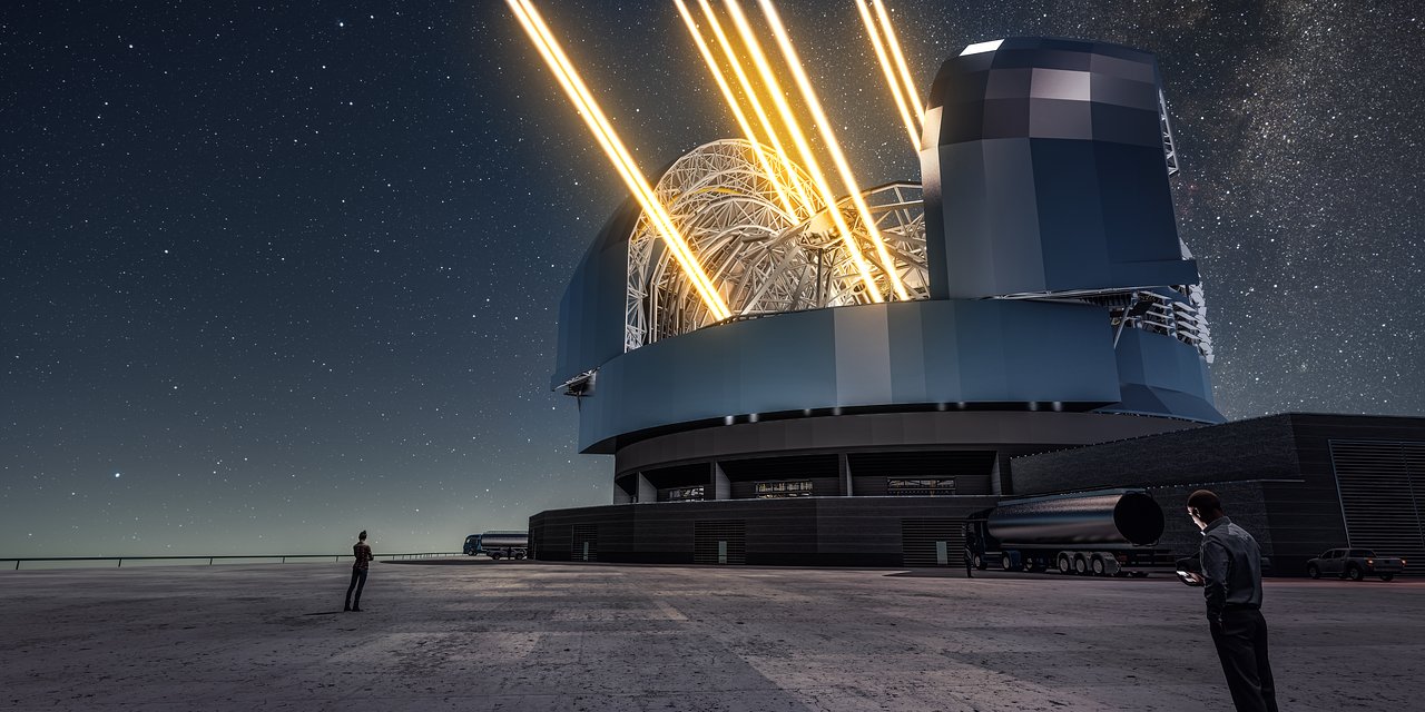 Artist’s rendering of ESO’s future Extremely Large Telescope (ELT) in operation
